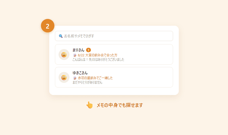 メッセージのお相手が並んだ一覧画面