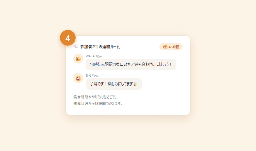 参加者だけの連絡ルームでやりとりしている画面
